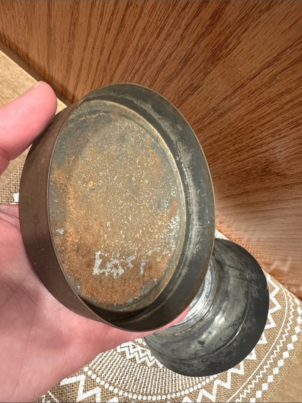 Vintage Round Metal Storage Tin for decor, display, upcycle, small item storage